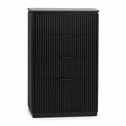 Noir Fluted Five-Drawer Tallboy