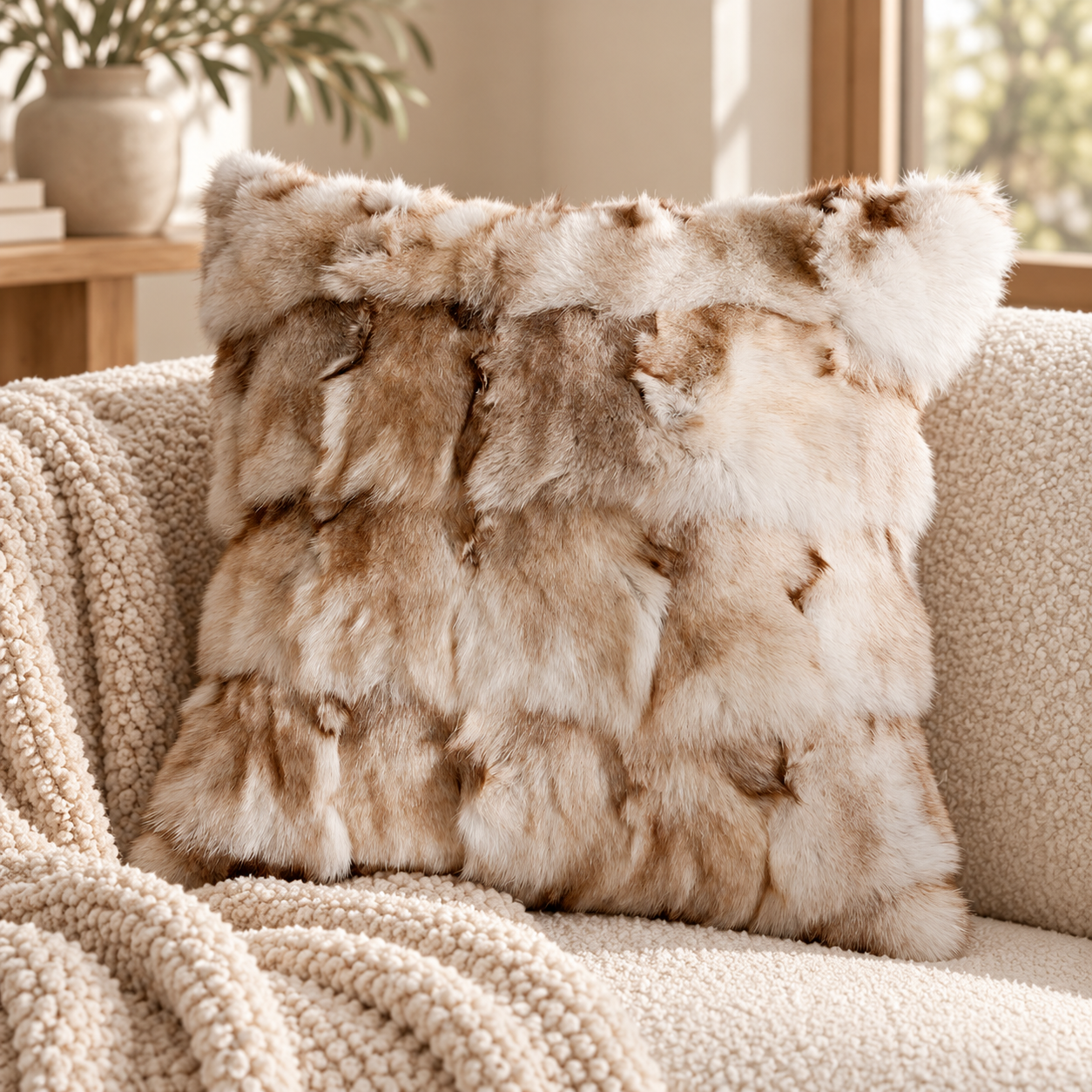 Fox Fur Patchwork Cushion