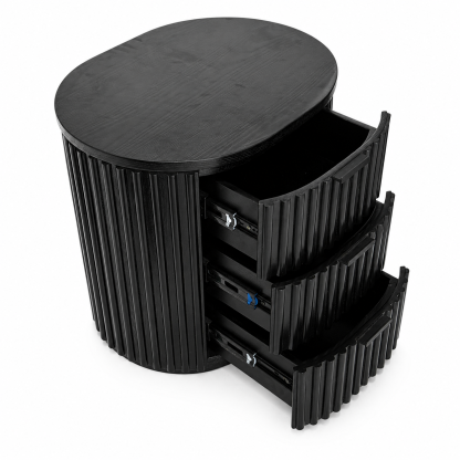 Noir Fluted Bedside Table