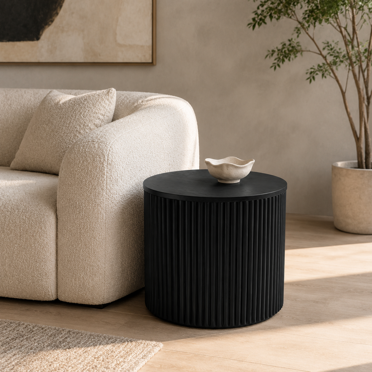 Noir Fluted Round Side Table