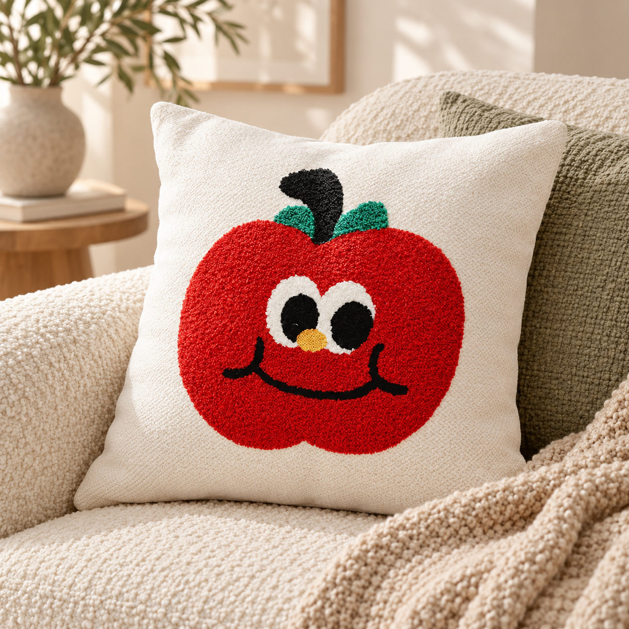Happy Apple Tufted Cushion