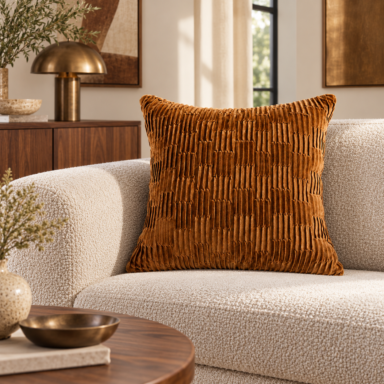 Pleated Velvet Cushion