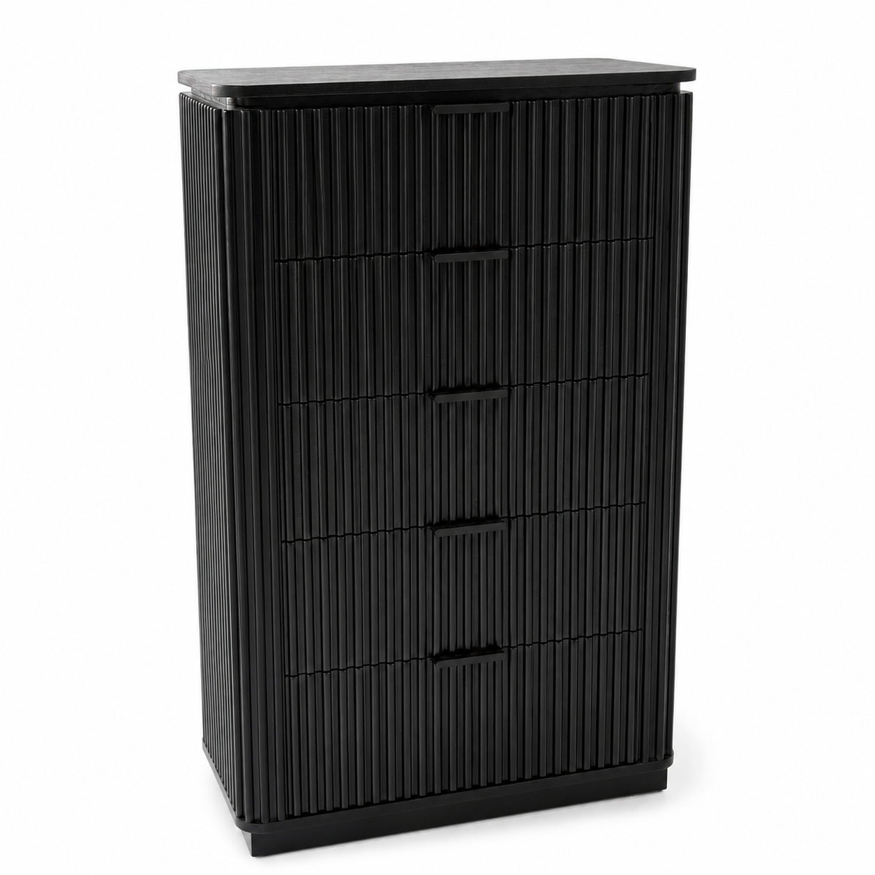 Noir Fluted Five-Drawer Tallboy