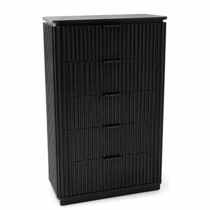 Noir Fluted Five-Drawer Tallboy