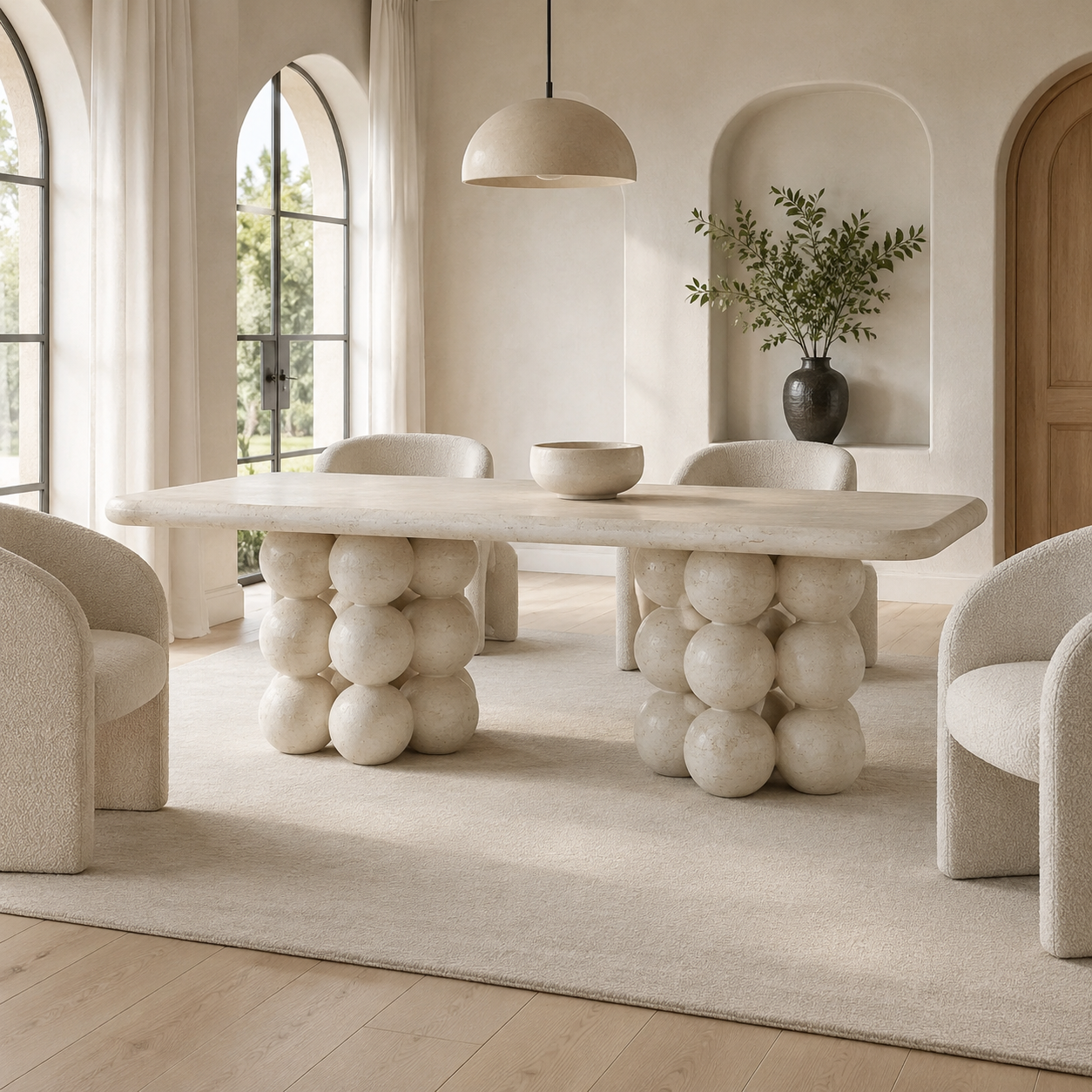 Marlow Fossilised Limestone Dining Table