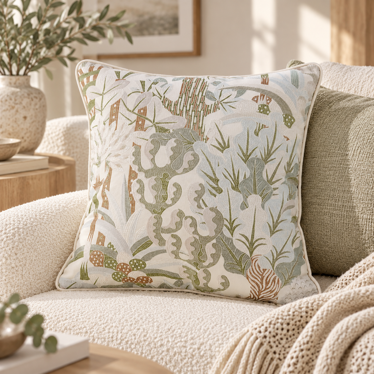 Botanical Embroidery Cushion