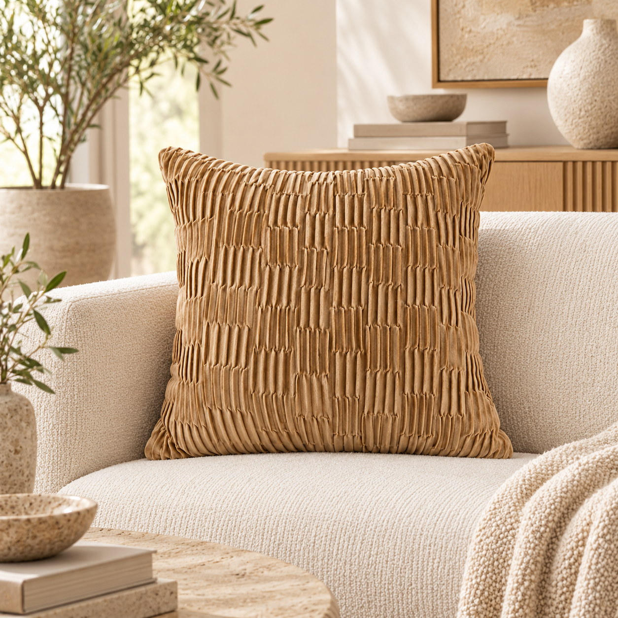 Pleated Velvet Cushion