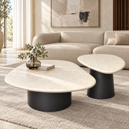Travertine Nesting Coffee Table Set