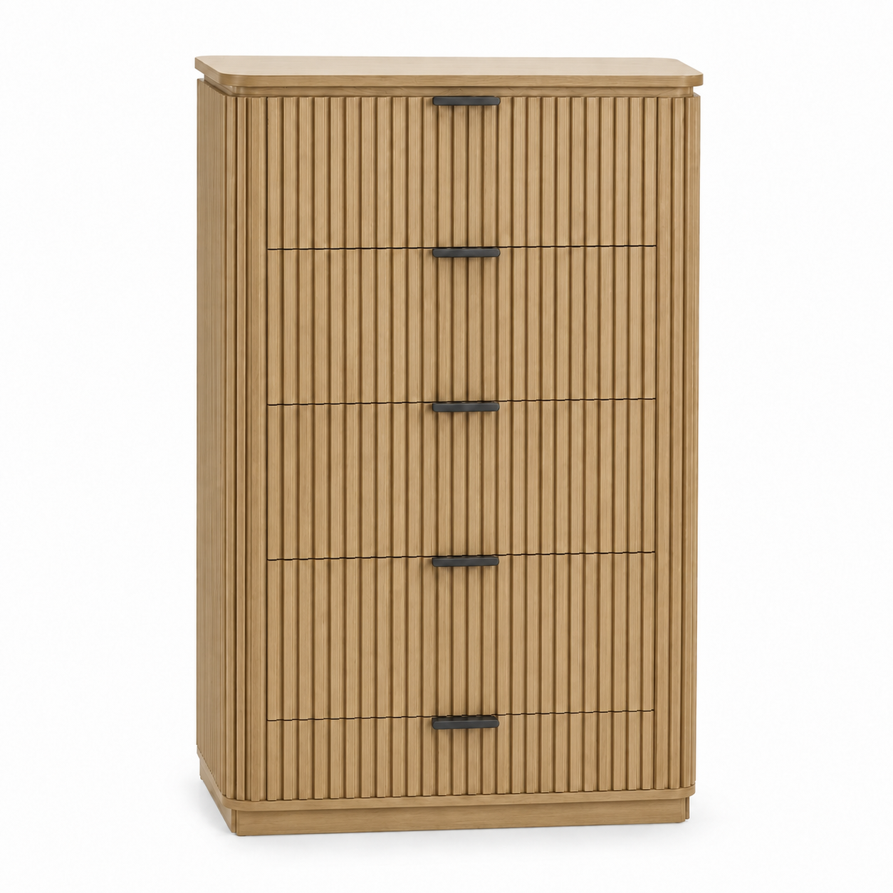 Noir Fluted Five-Drawer Tallboy