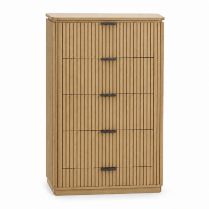 Noir Fluted Five-Drawer Tallboy