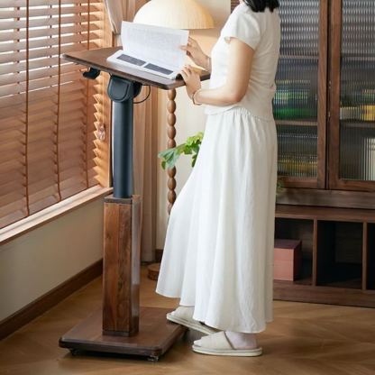 移动升降电脑桌实木折叠