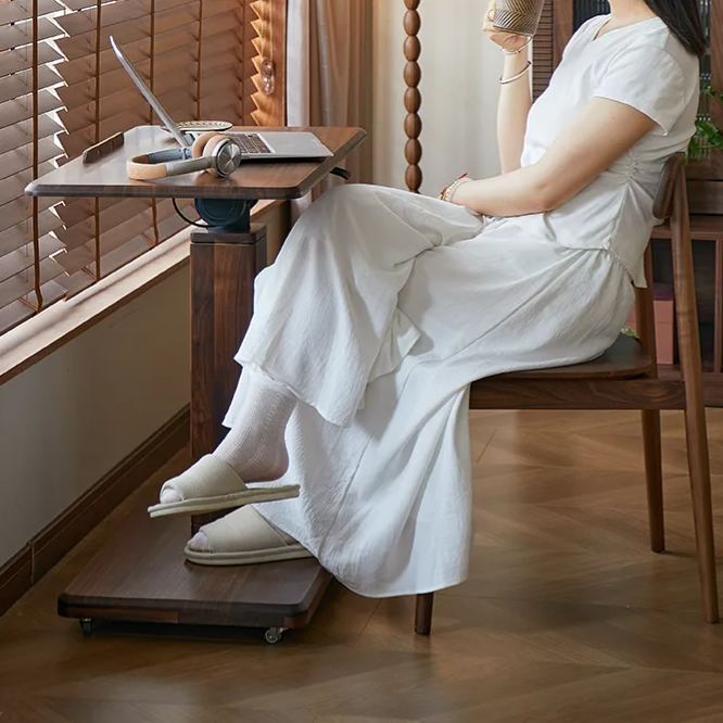 移动升降电脑桌实木折叠