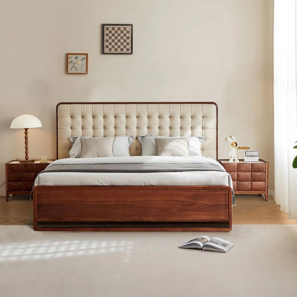 Nordhaven Walnut Leather Bed
