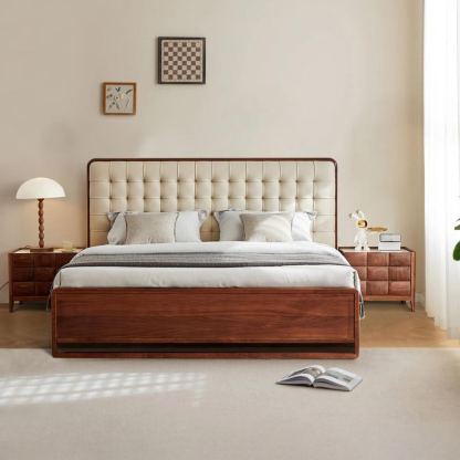 Nordhaven Walnut Leather Bed