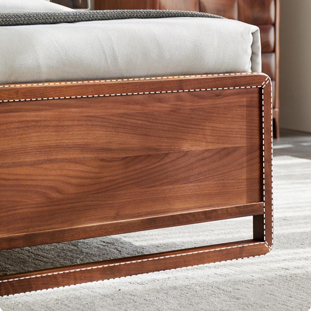 Nordhaven Walnut Leather Bed