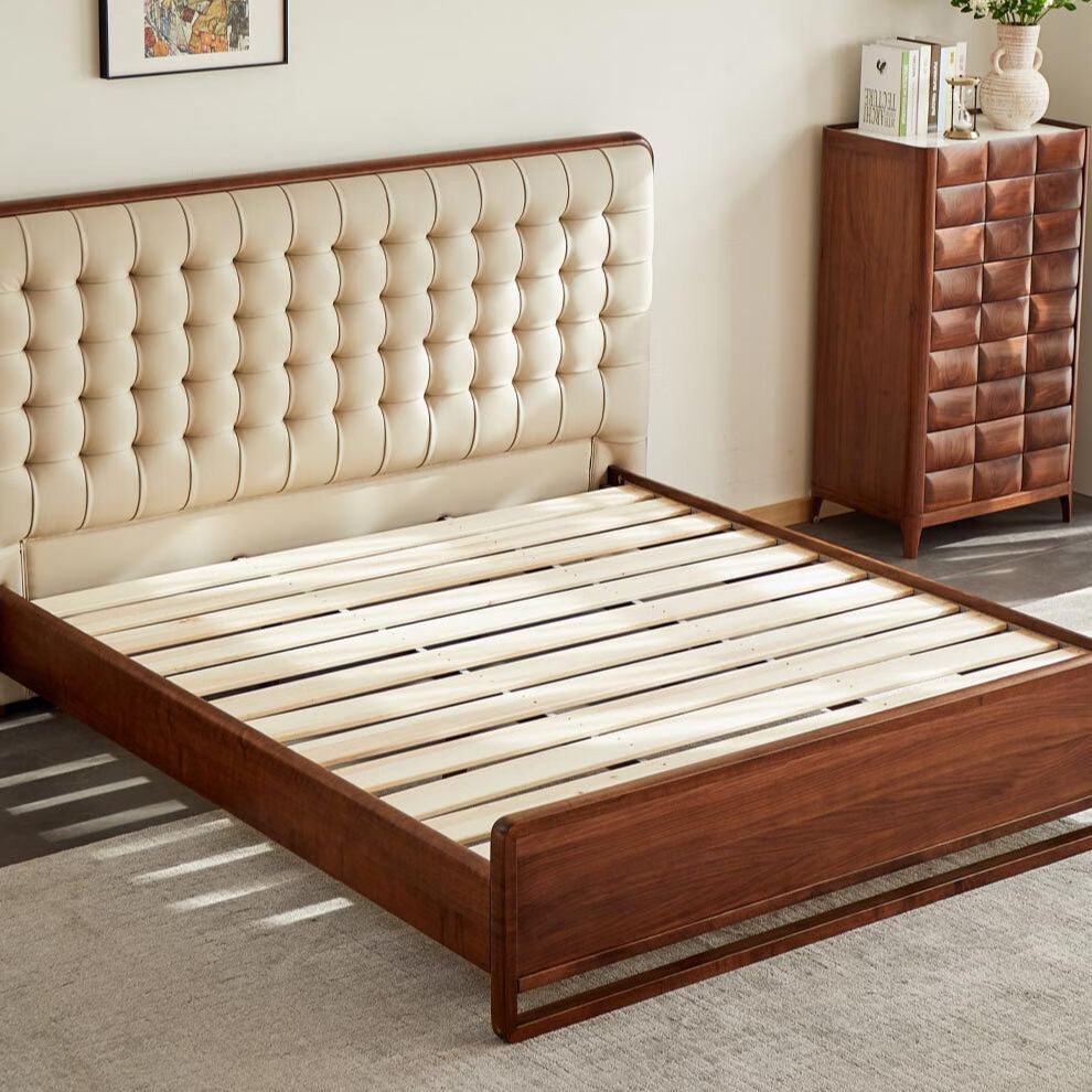 Nordhaven Walnut Leather Bed