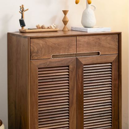 Ventura Walnut Louver Shoe Cabinet