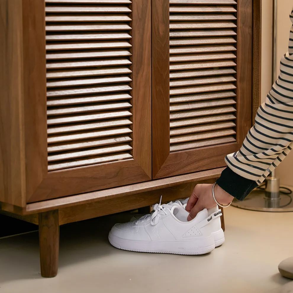 Ventura Walnut Louver Shoe Cabinet