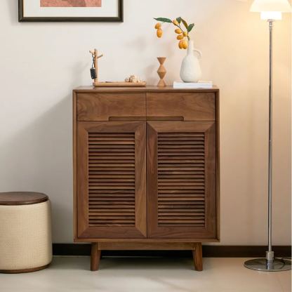 Ventura Walnut Louver Shoe Cabinet