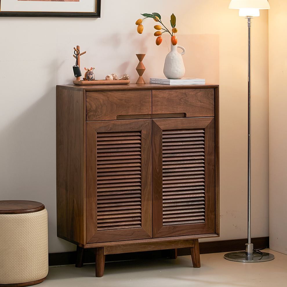 Ventura Walnut Louver Shoe Cabinet
