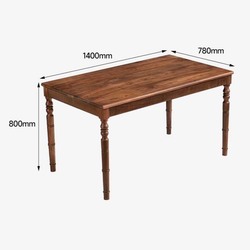 Roma Column Solid Walnut Dining Table