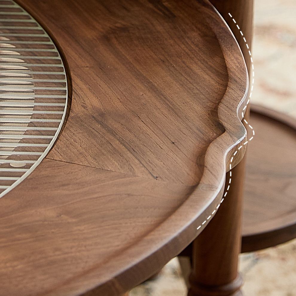 Vintage Ripple Walnut Coffee Table Set