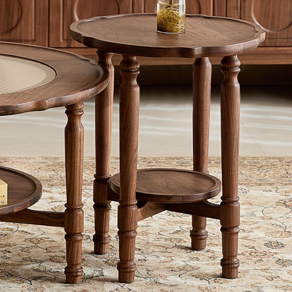 Vintage Ripple Walnut Coffee Table Set