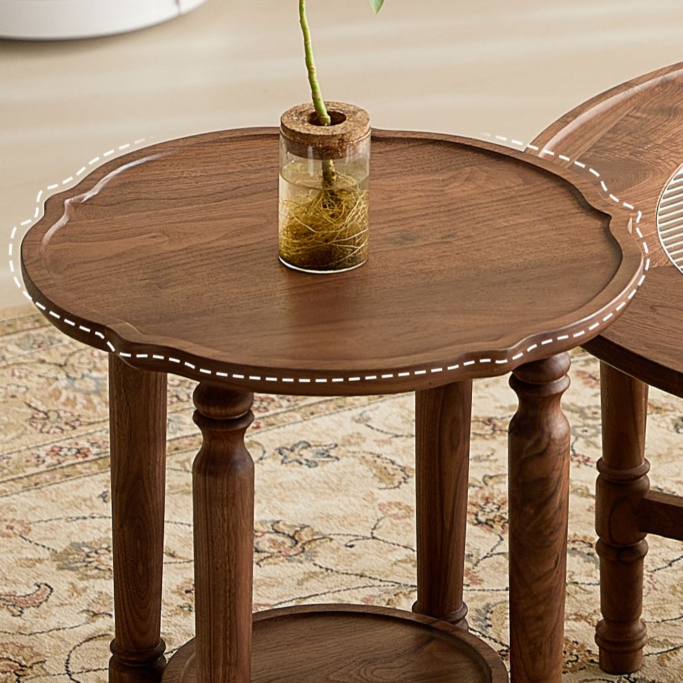 Vintage Ripple Walnut Coffee Table Set