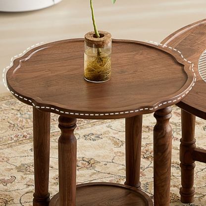 Vintage Ripple Walnut Coffee Table Set