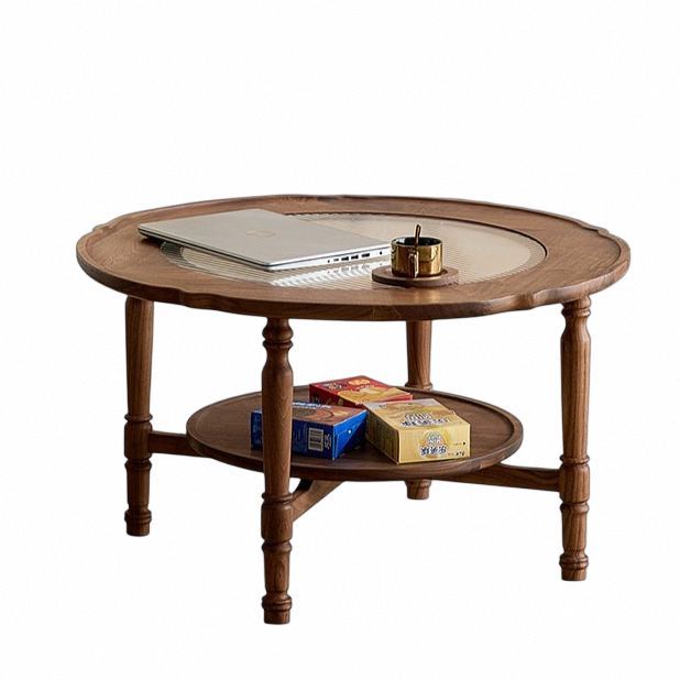 Vintage Ripple Walnut Coffee Table Set