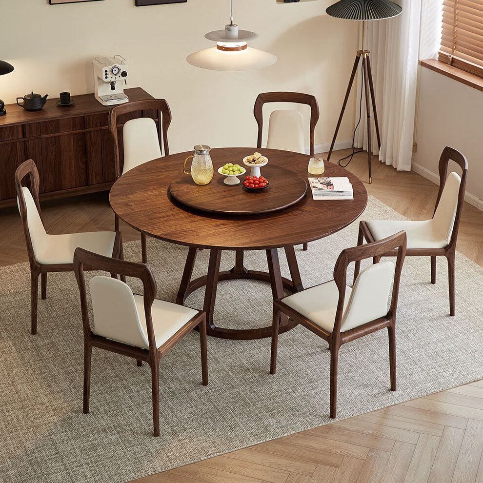 Aurelius 360° Solid Walnut Round Dining Table