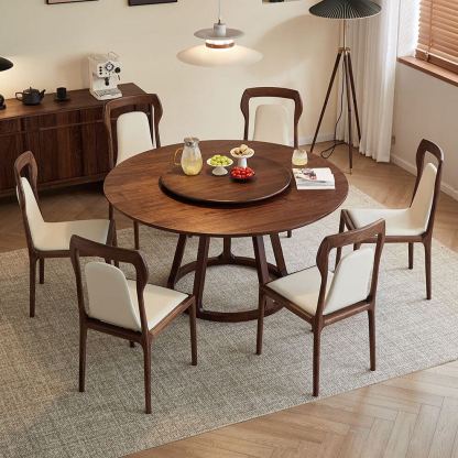 Aurelius 360° Solid Walnut Round Dining Table
