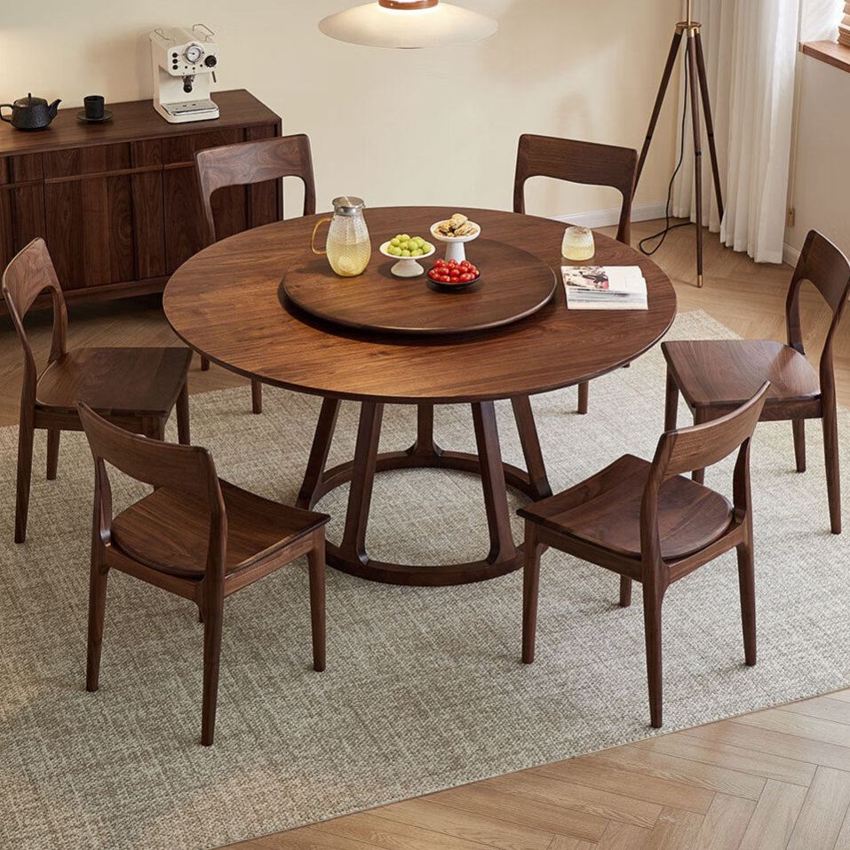 Aurelius 360° Solid Walnut Round Dining Table