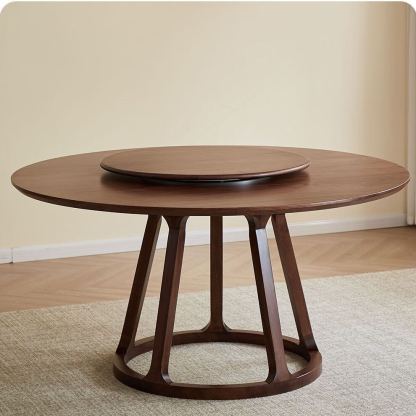 Aurelius 360° Solid Walnut Round Dining Table