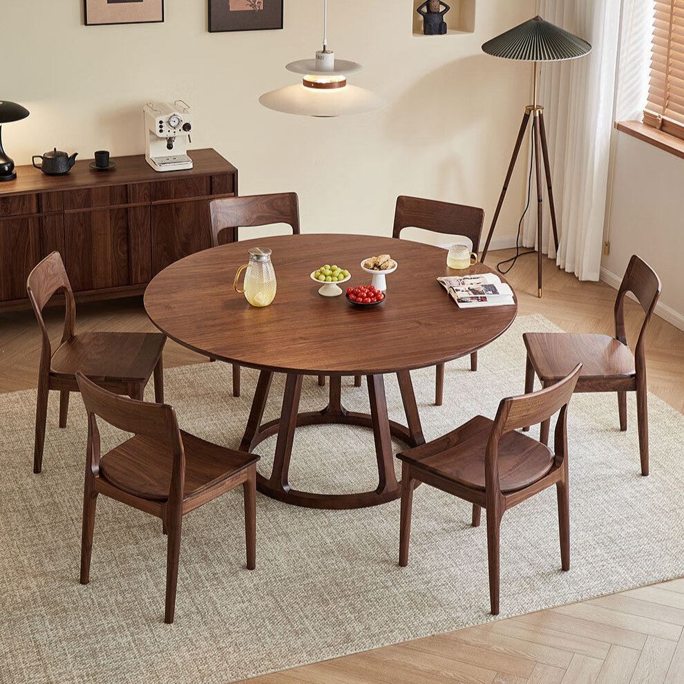 Aurelius 360° Solid Walnut Round Dining Table
