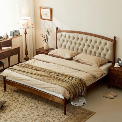 Verona Walnut Leather Bed