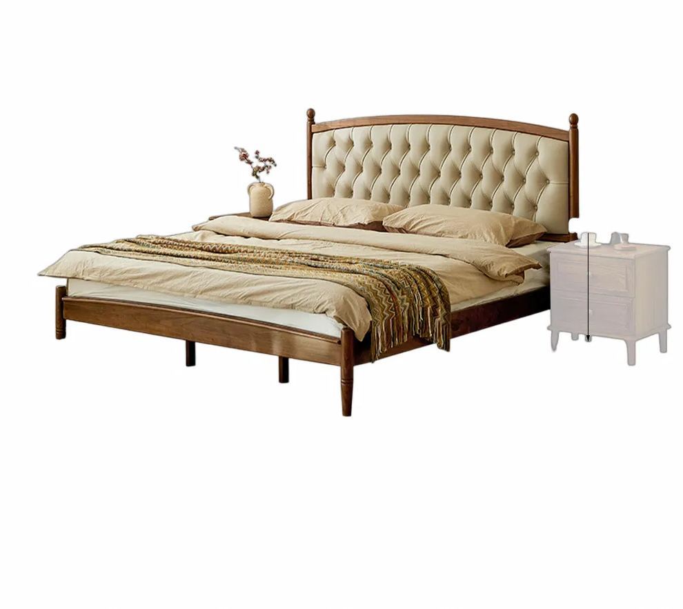 Verona Walnut Leather Bed