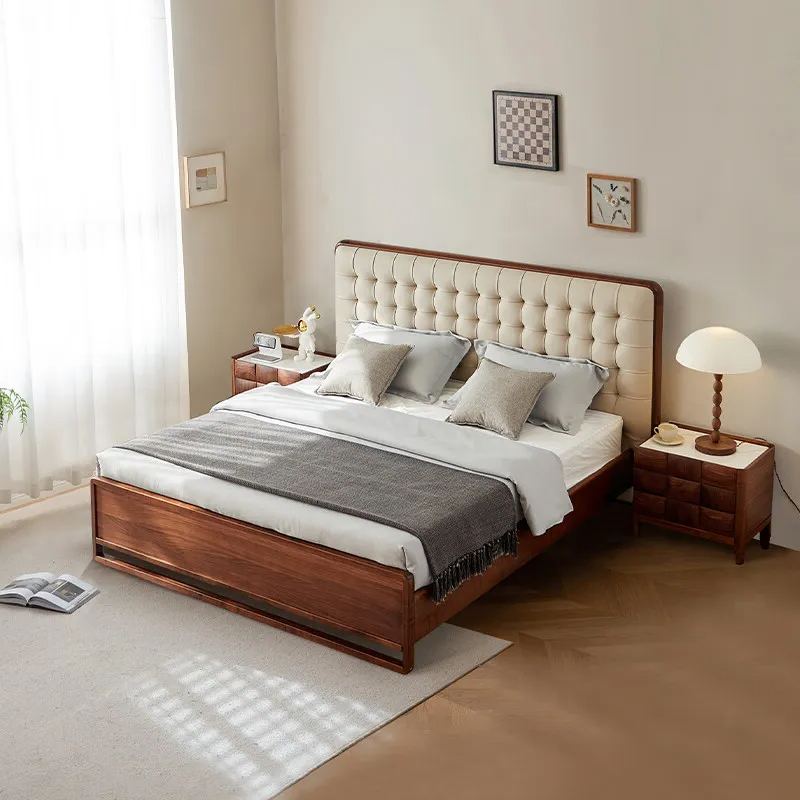 Nordhaven Walnut Leather Bed
