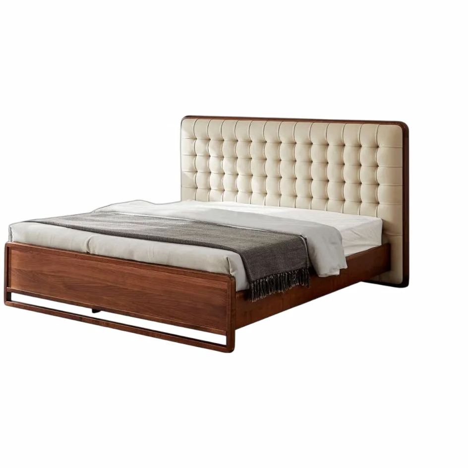 Nordhaven Walnut Leather Bed
