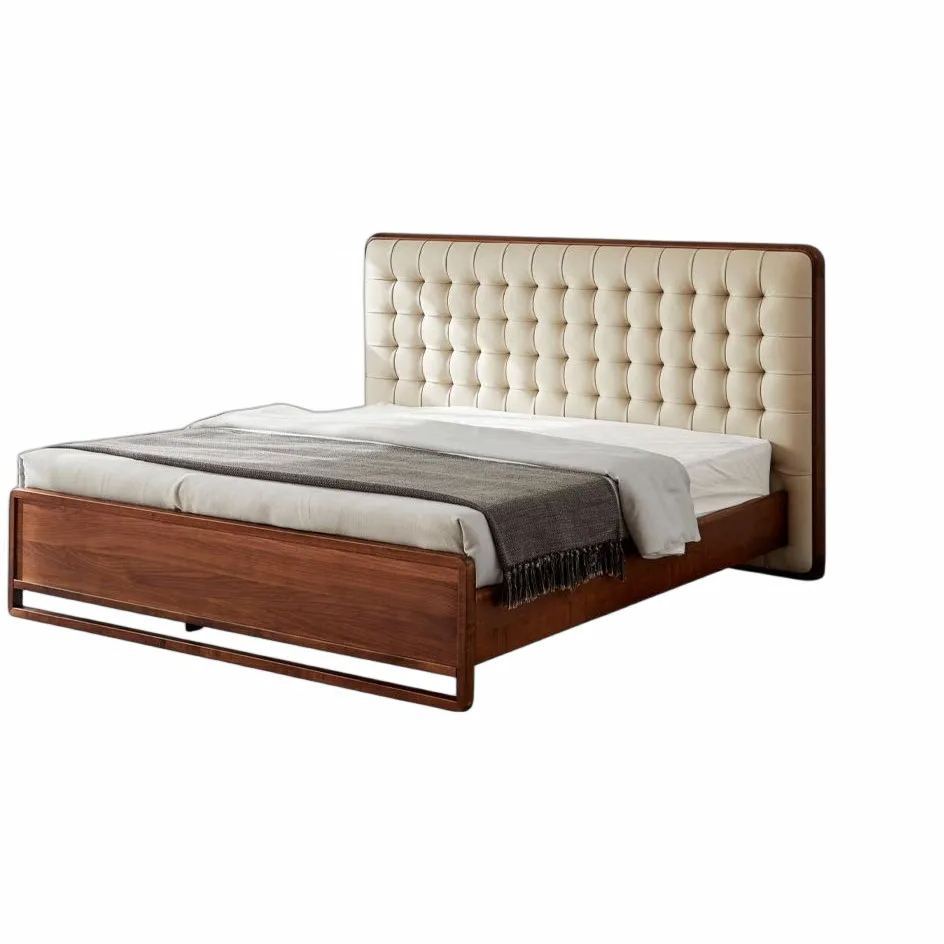 Nordhaven Walnut Leather Bed
