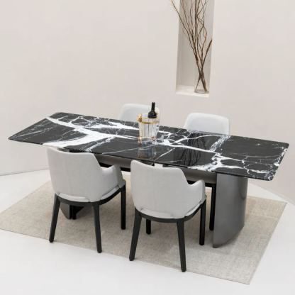 Obsidian Grace Natural Marble Dining Table