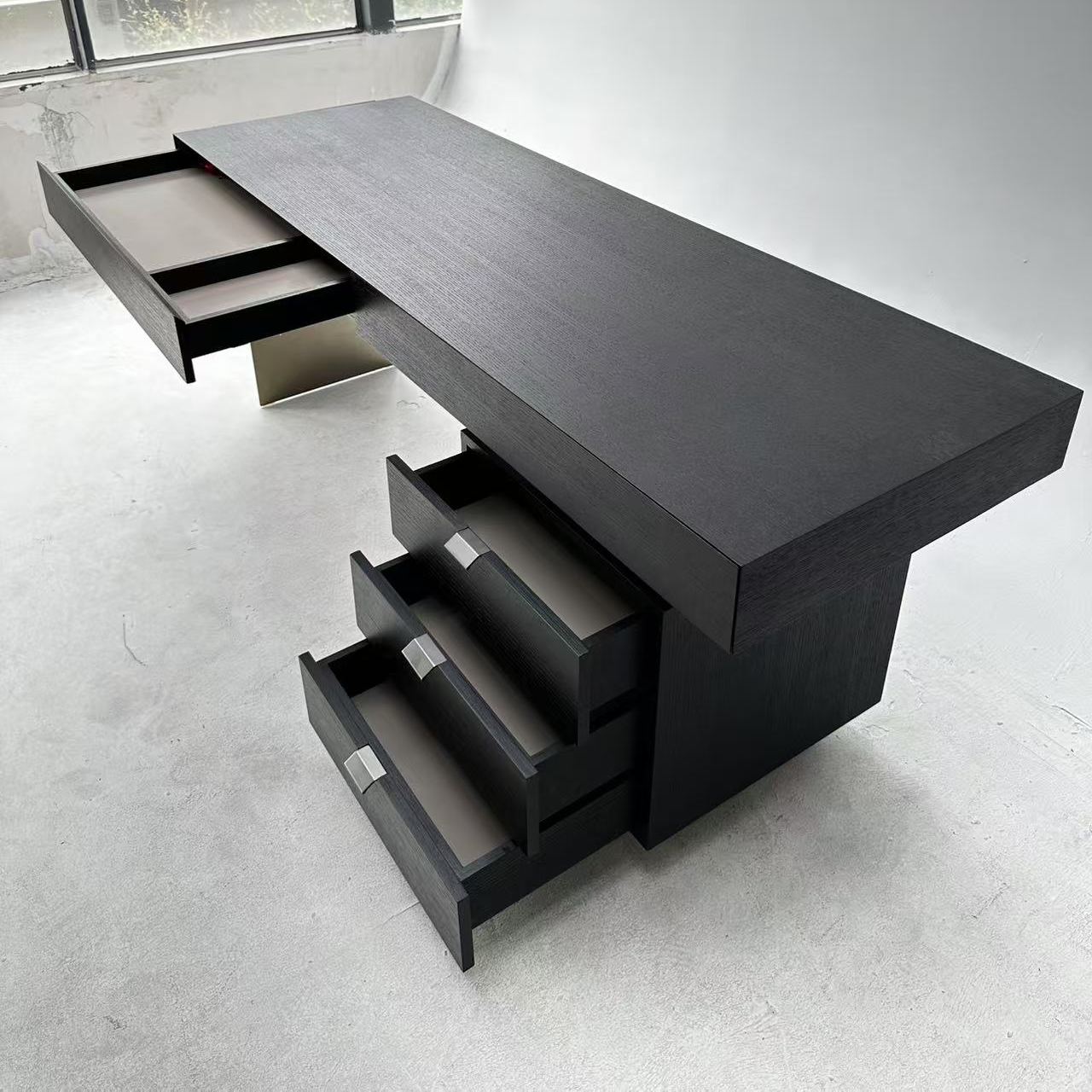 Luxe Smoked Wood Office Desk 
