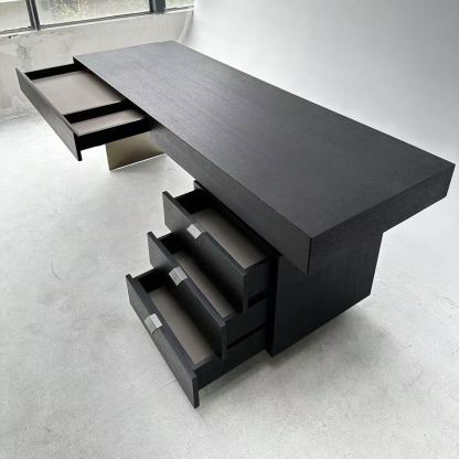 Luxe Smoked Wood Office Desk 
