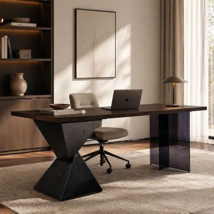 Sculptural Black Acrylic Office Desk