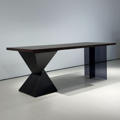 Sculptural Black Acrylic Office Desk