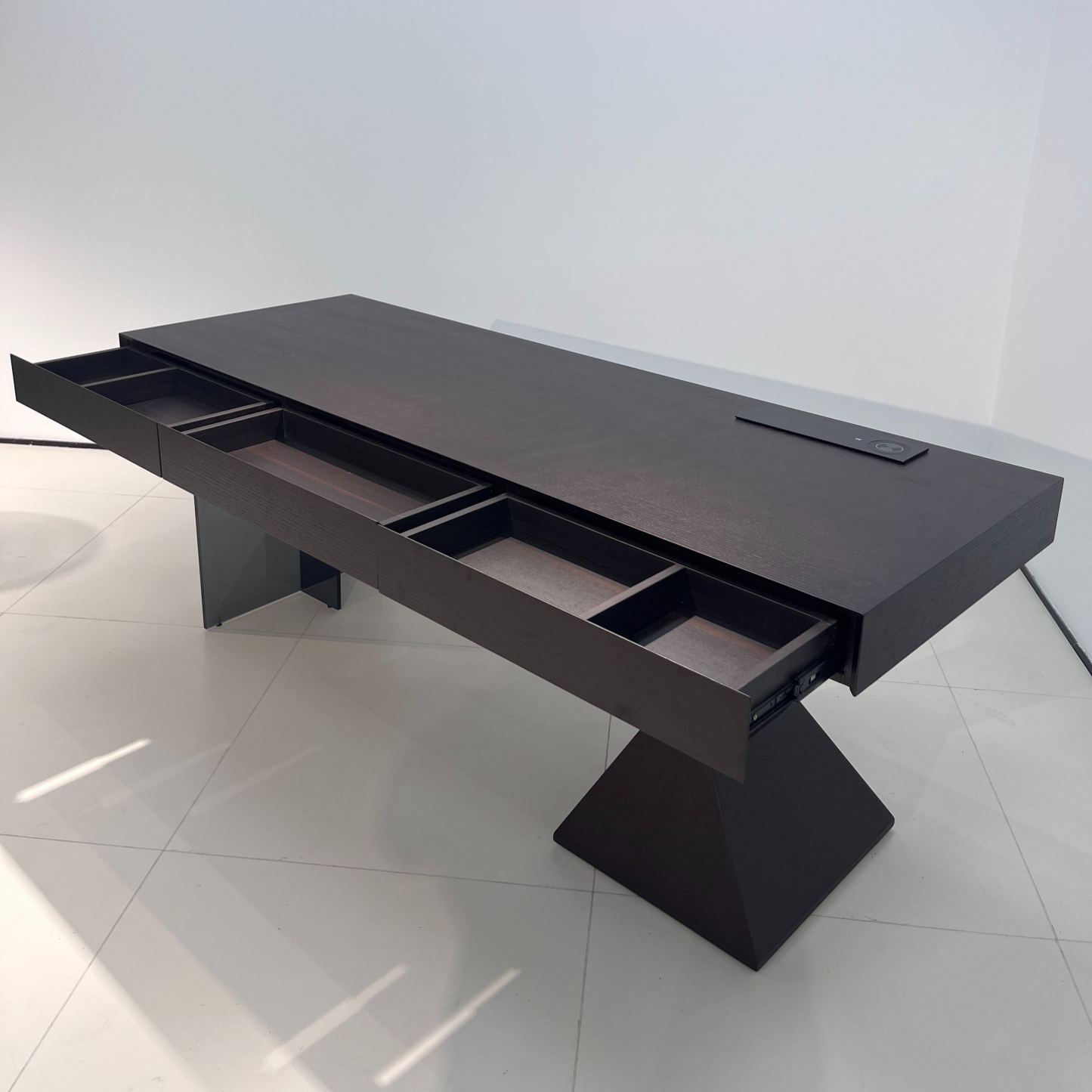 Sculptural Black Acrylic Office Desk
