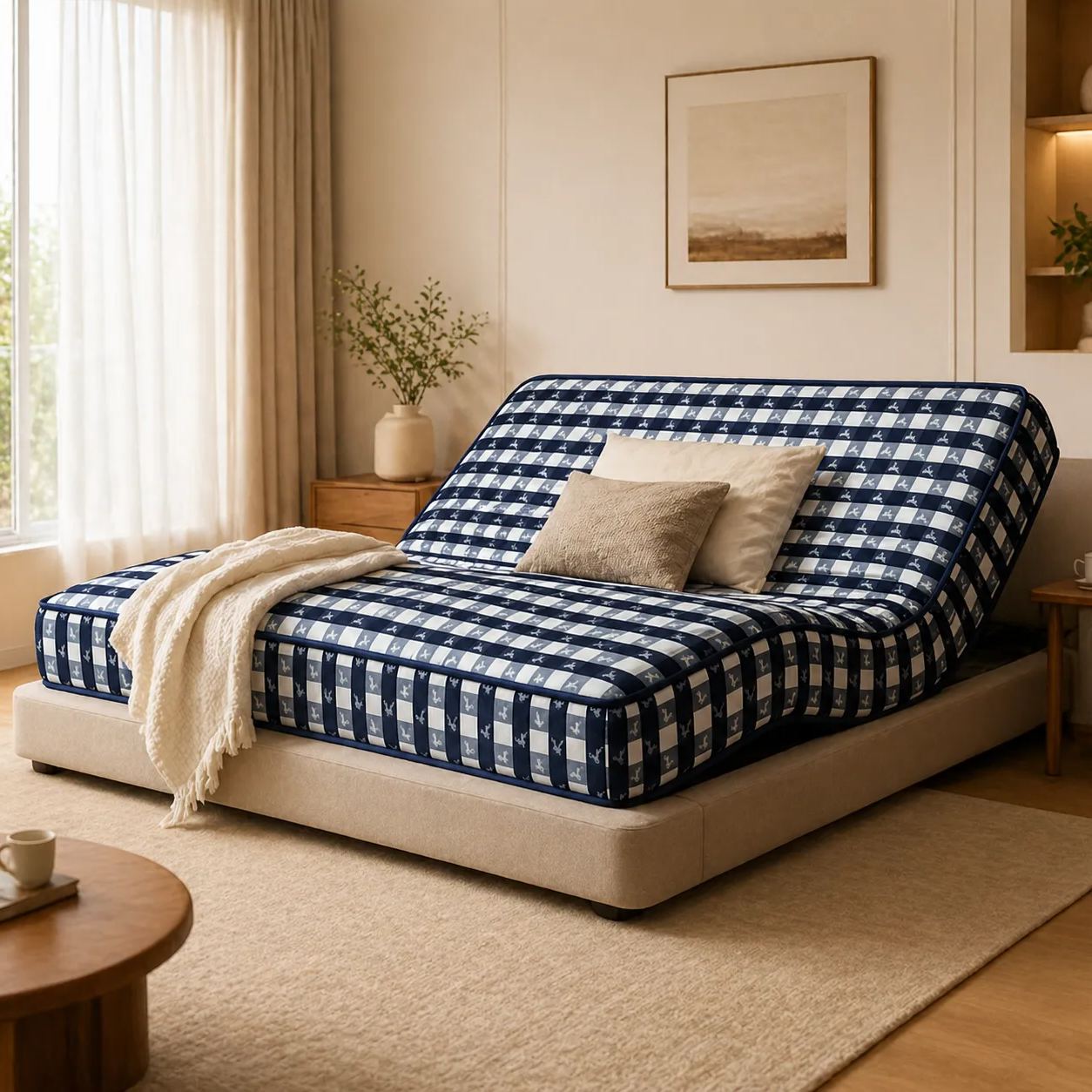 Blue Checkered Electric Mattress
