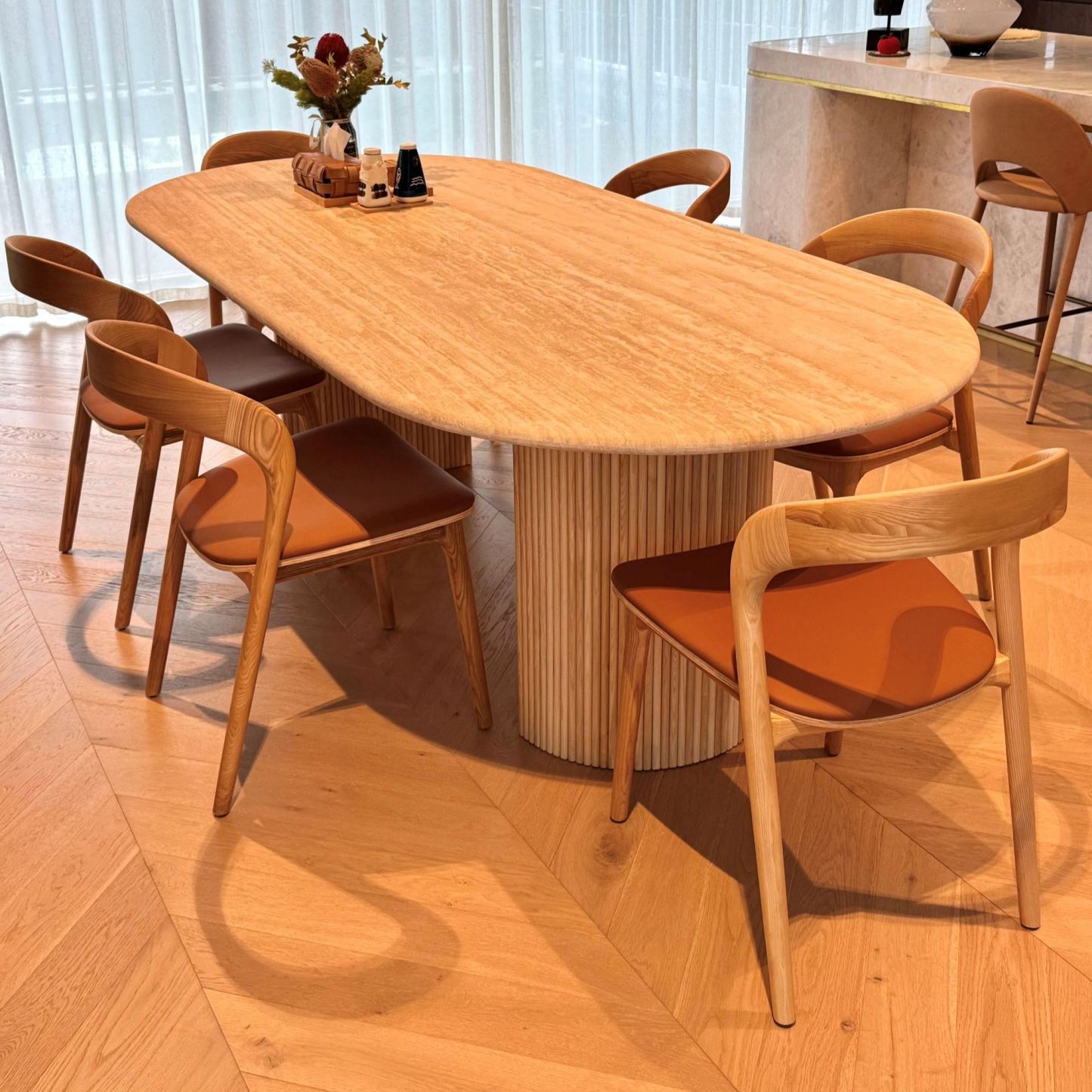 Natural travertine Dining Table
