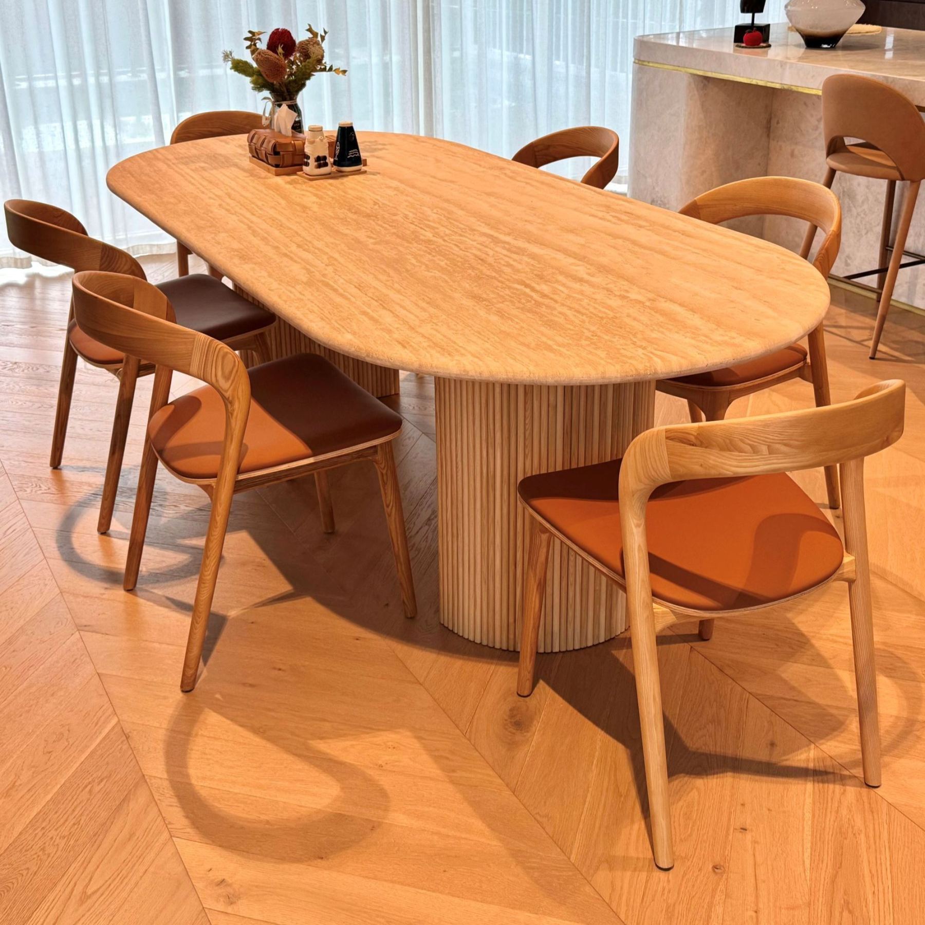 Natural travertine Dining Table