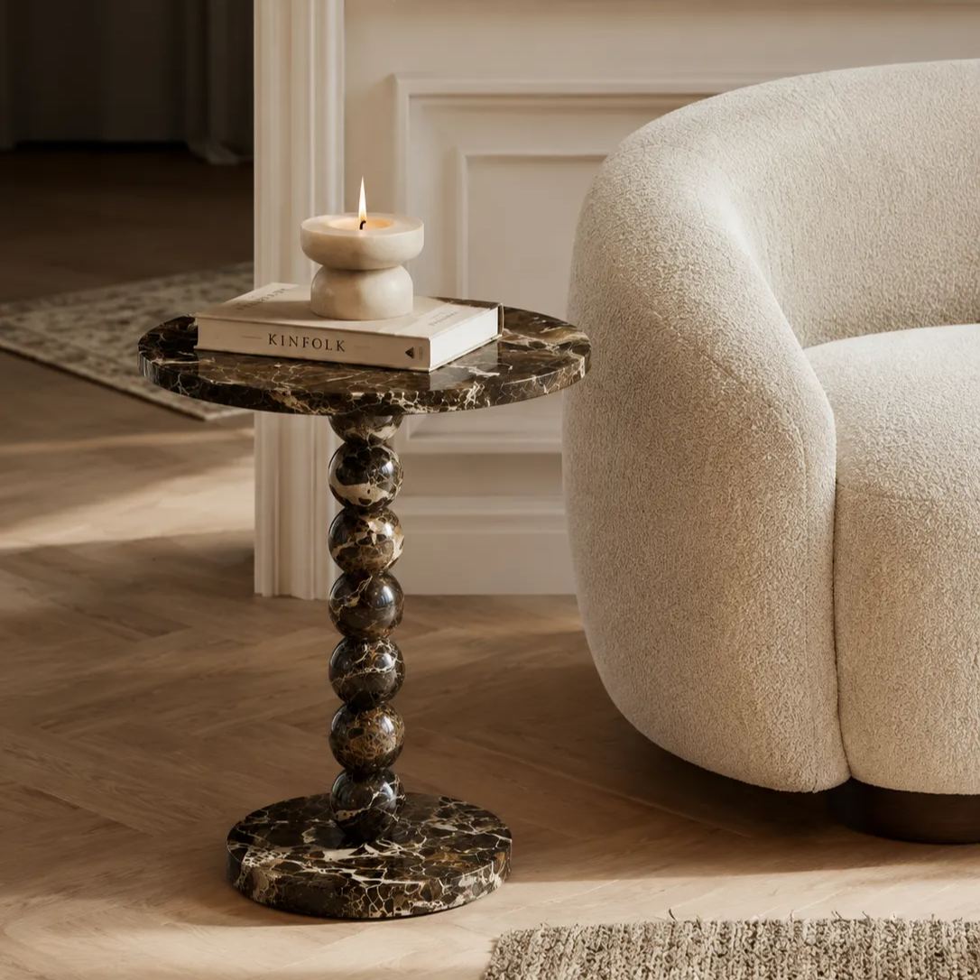 Golden Orbit Marble Side Table